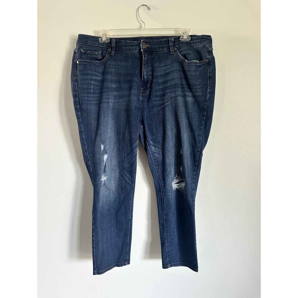 a.n.a. Distressed Denim Jeans Ripped Dark Wash Stretch Casual Women's Size 20W‎